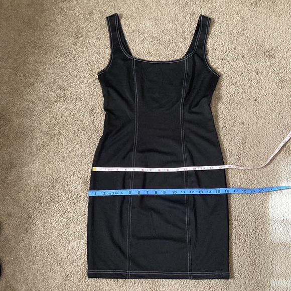 Forever 21 plain black body con dress with contrast white stitching, medium - Picture 9 of 11